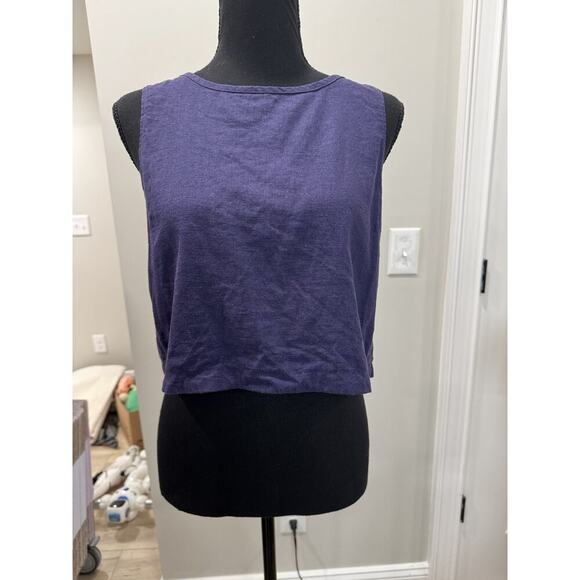 Linen Crop Top Split Back Sleeveless Whimsigoth Goth Rare Purple Medium - Picture 4 of 7
